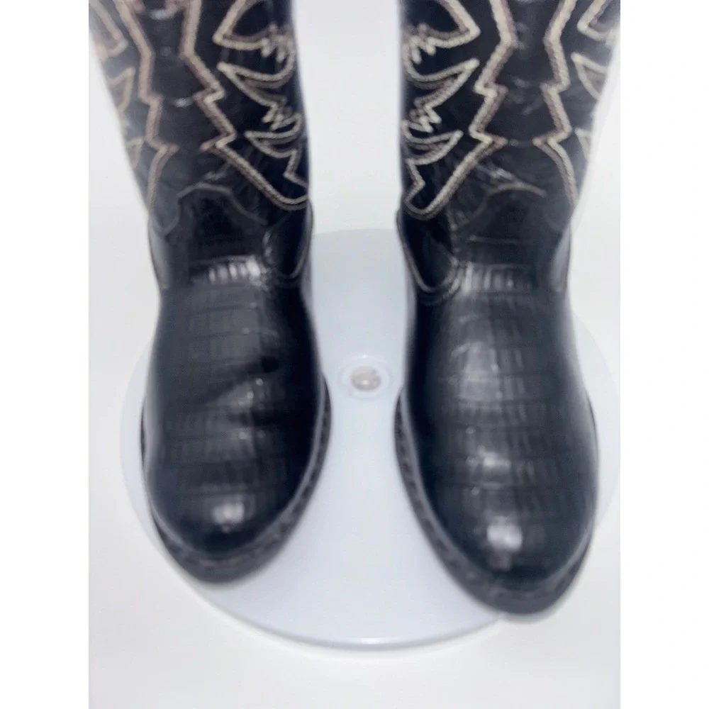 SMARTFIT Black Cowboy Boots Western Cowgirl Kid Croc Crocodile Toddler Little 13